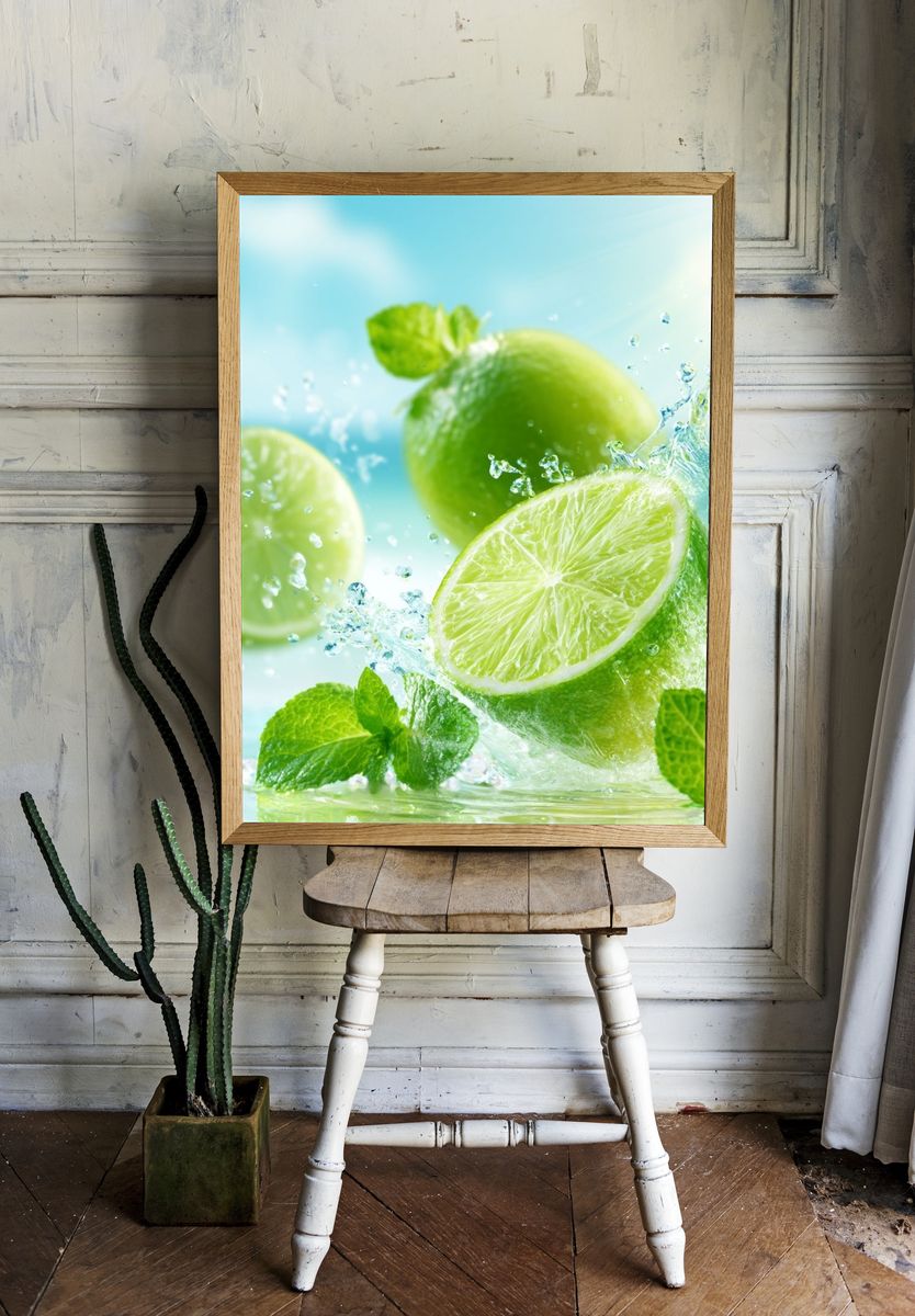 Lime Splash Still Life Poster. — room view 1