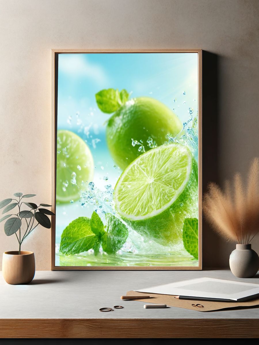 Lime Splash Still Life Poster. — room view 2