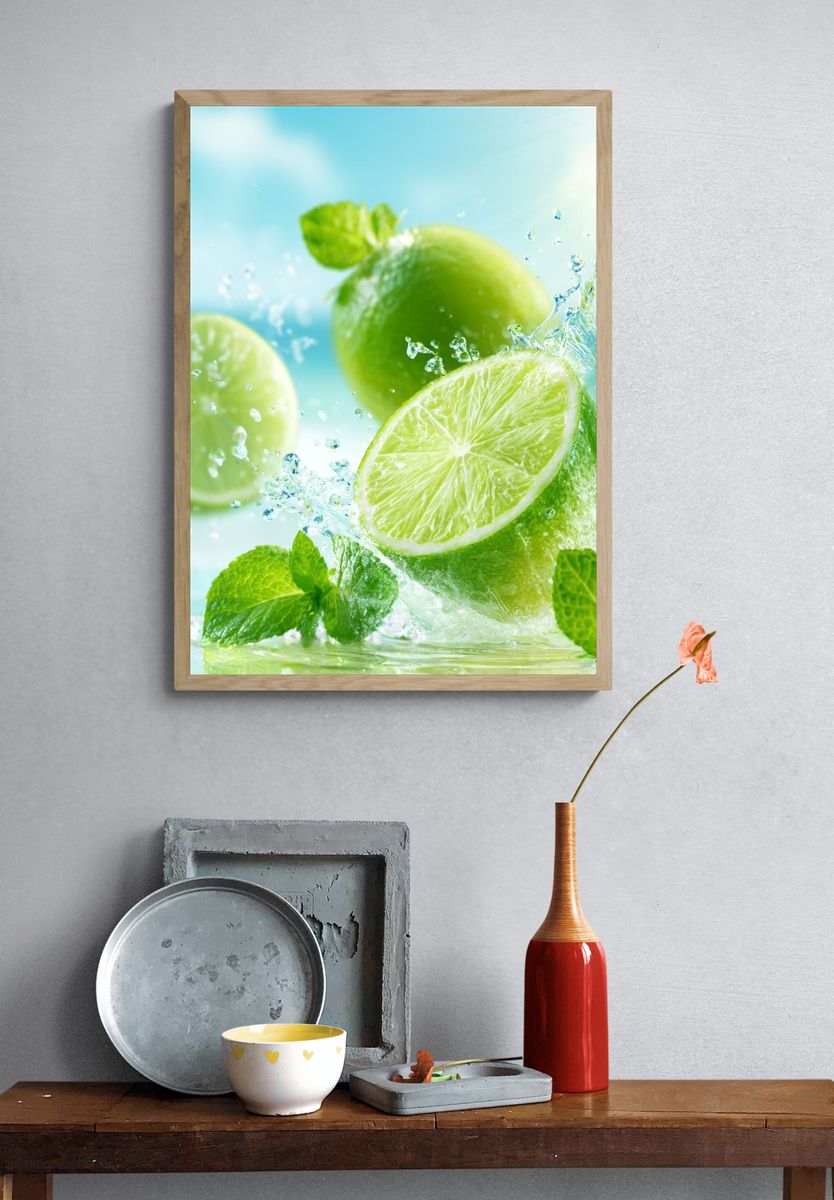 Lime Splash Still Life Poster. — room view 3