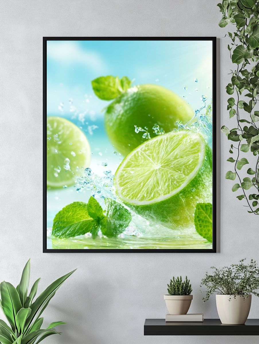 Lime Splash Still Life Poster. — room view 4