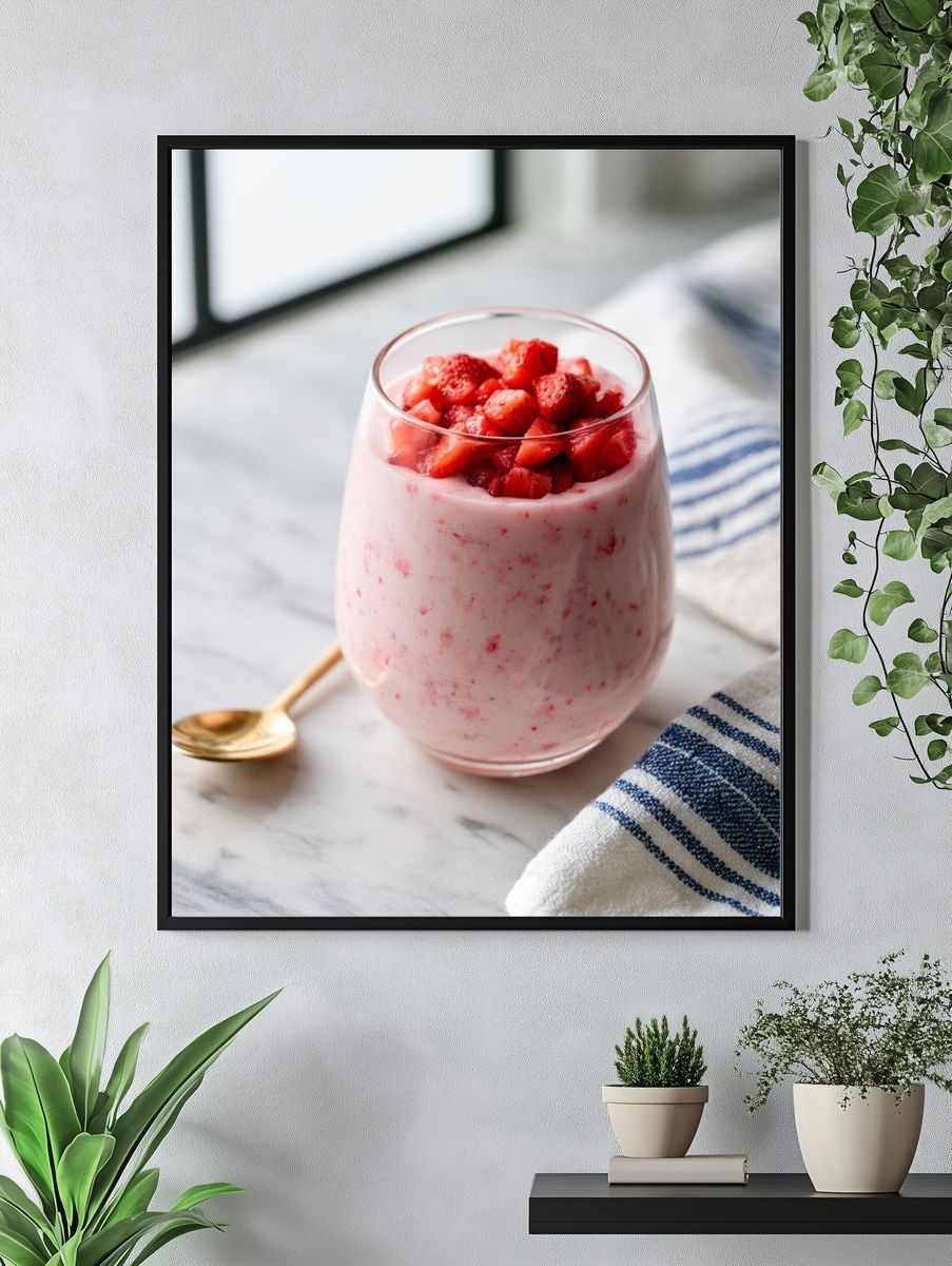 Strawberry Yogurt Dessert Photography Poster. — room view 4