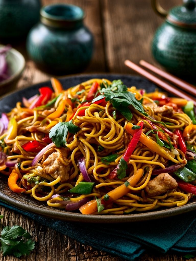 Asian Noodle Stir-Fry Food Print. poster — food-drink art