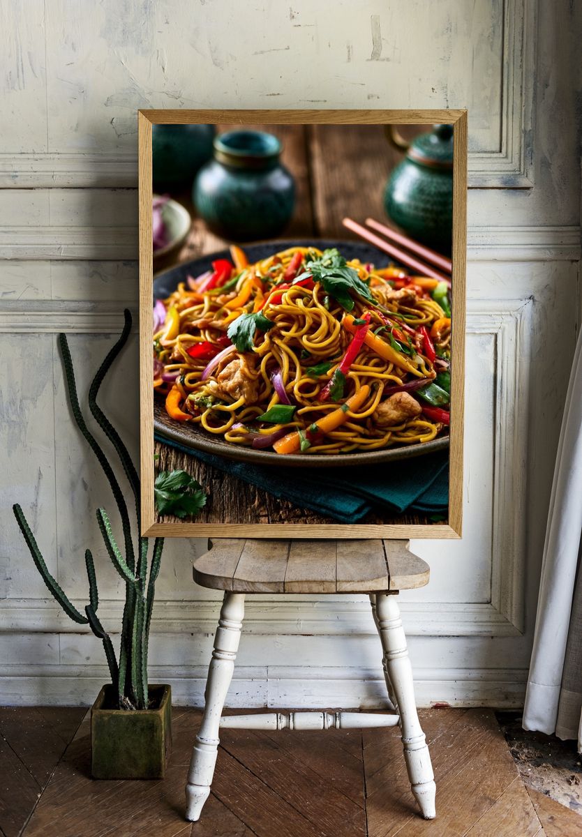 Asian Noodle Stir-Fry Food Print. — room view 1