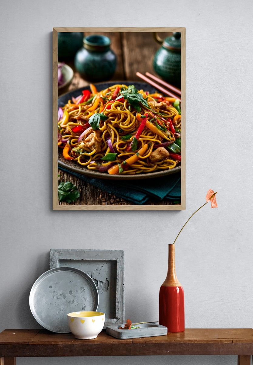 Asian Noodle Stir-Fry Food Print. — room view 3