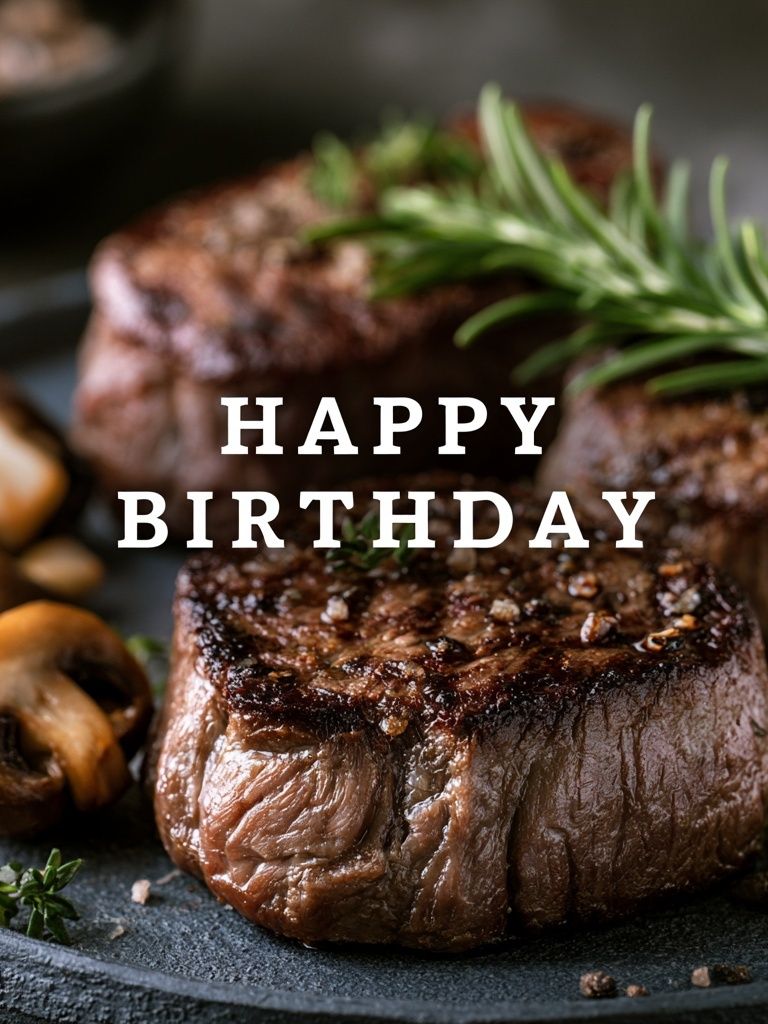 Happy Birthday Steak Typography Print. poster detail
