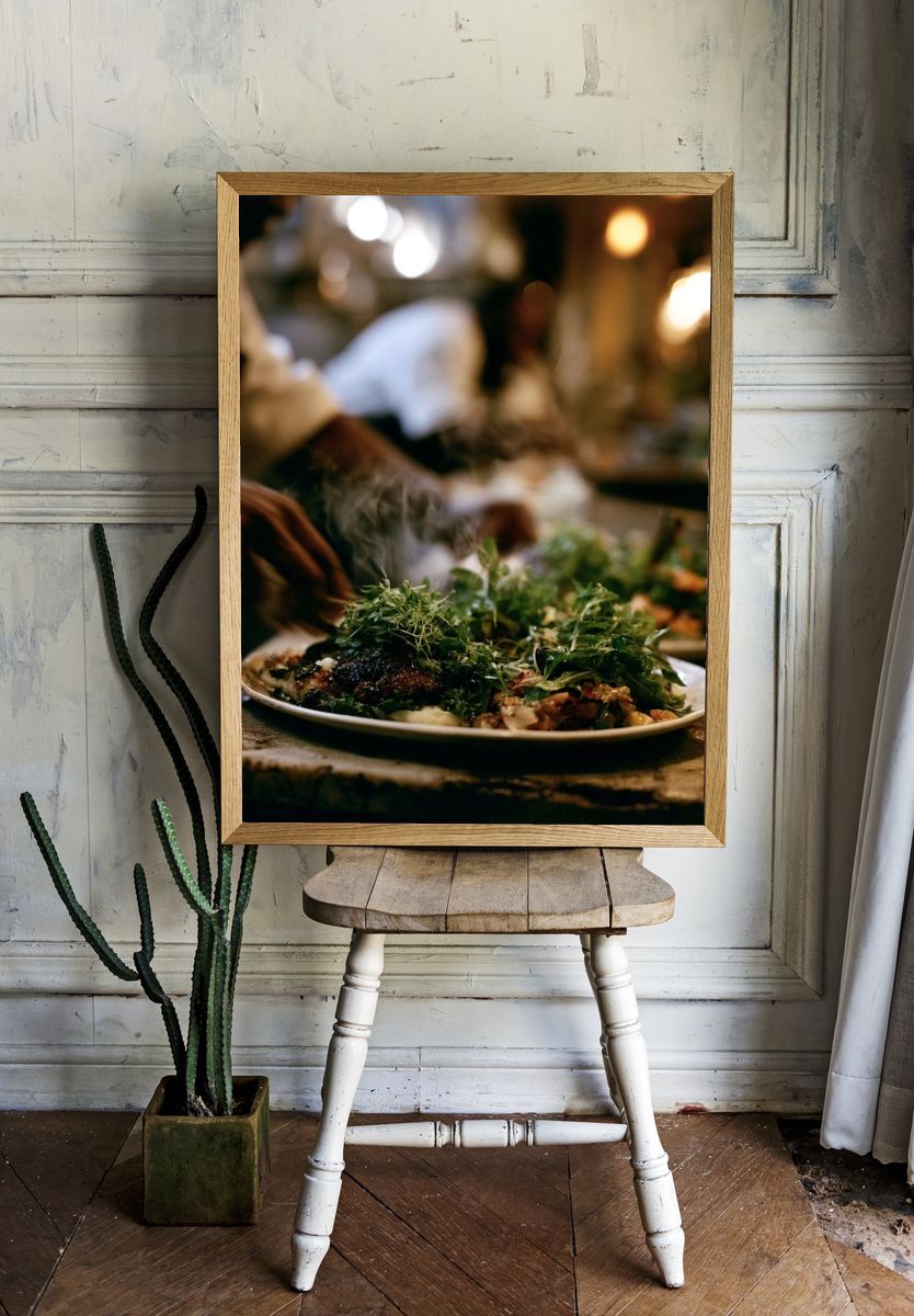 Gourmet Dinner Table Photography Poster. — room view 1