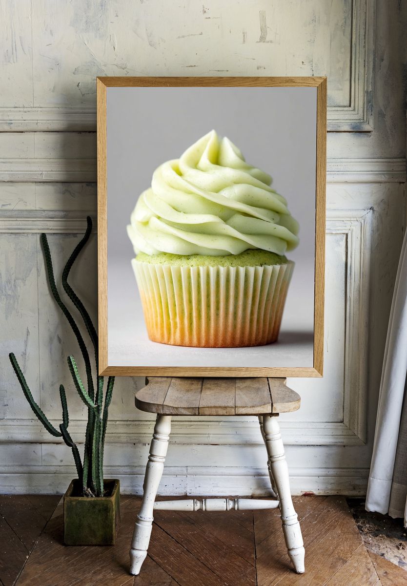 Lime Frosted Cupcake Photography Poster. — room view 1