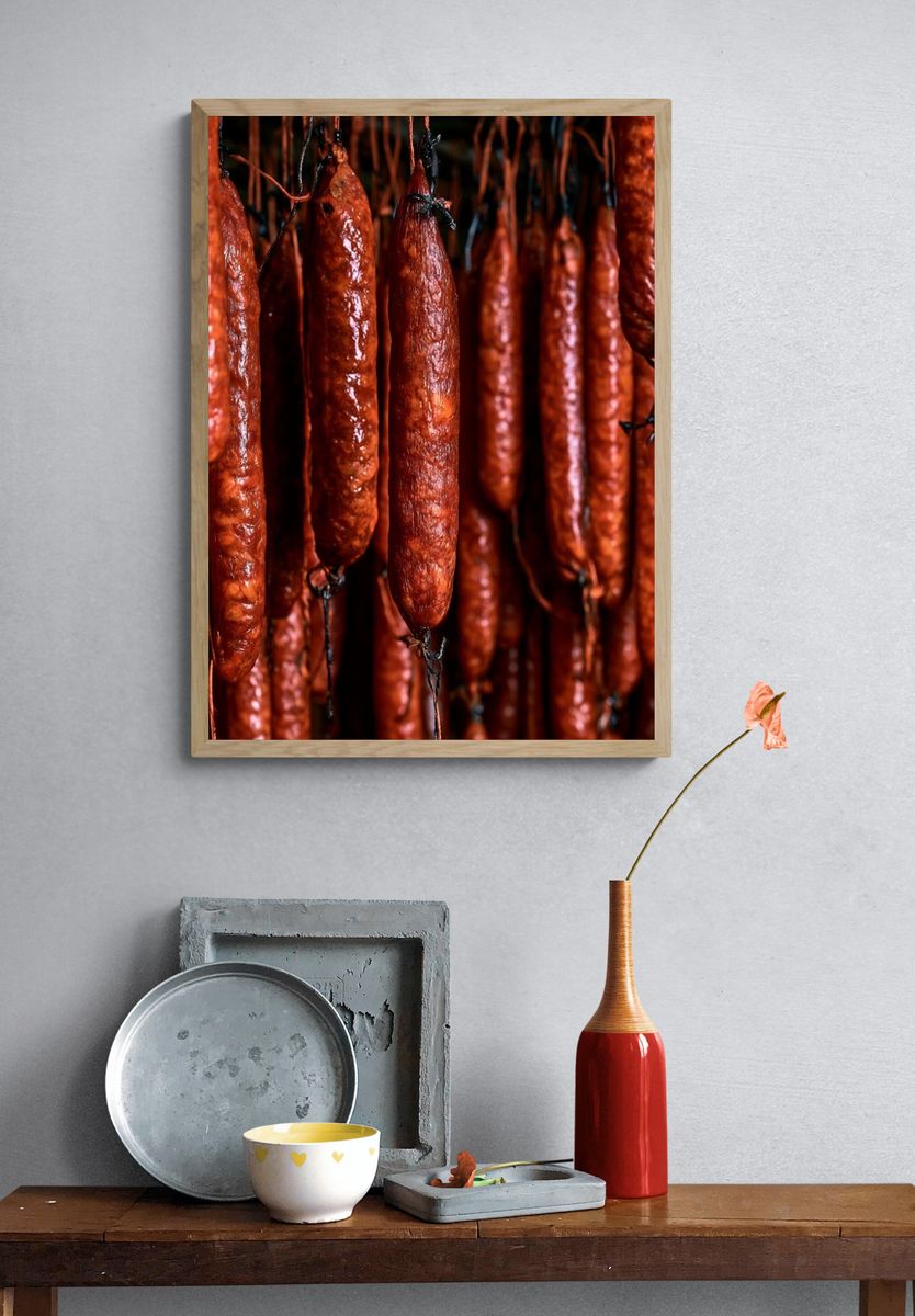 Hanging Sausages Food-Drink Poster. — room view 3