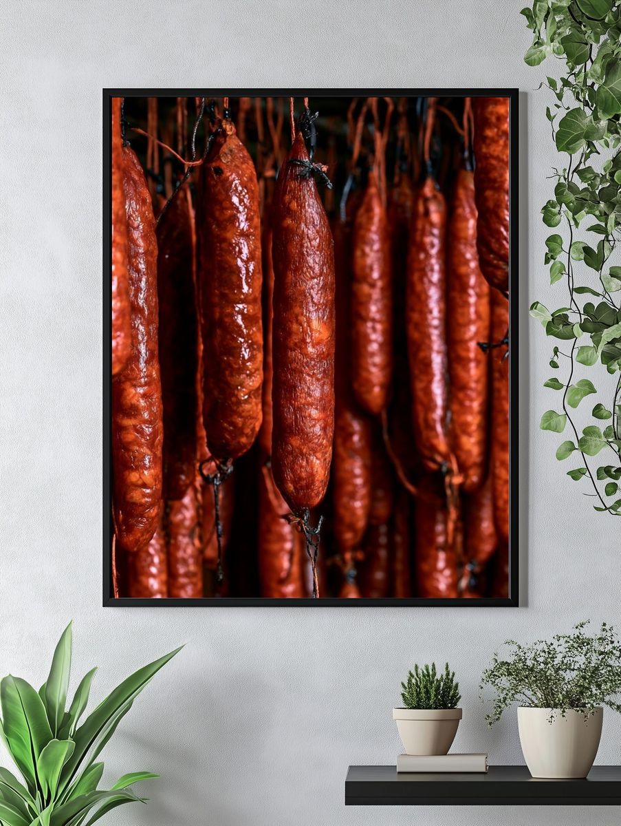 Hanging Sausages Food-Drink Poster. — room view 4