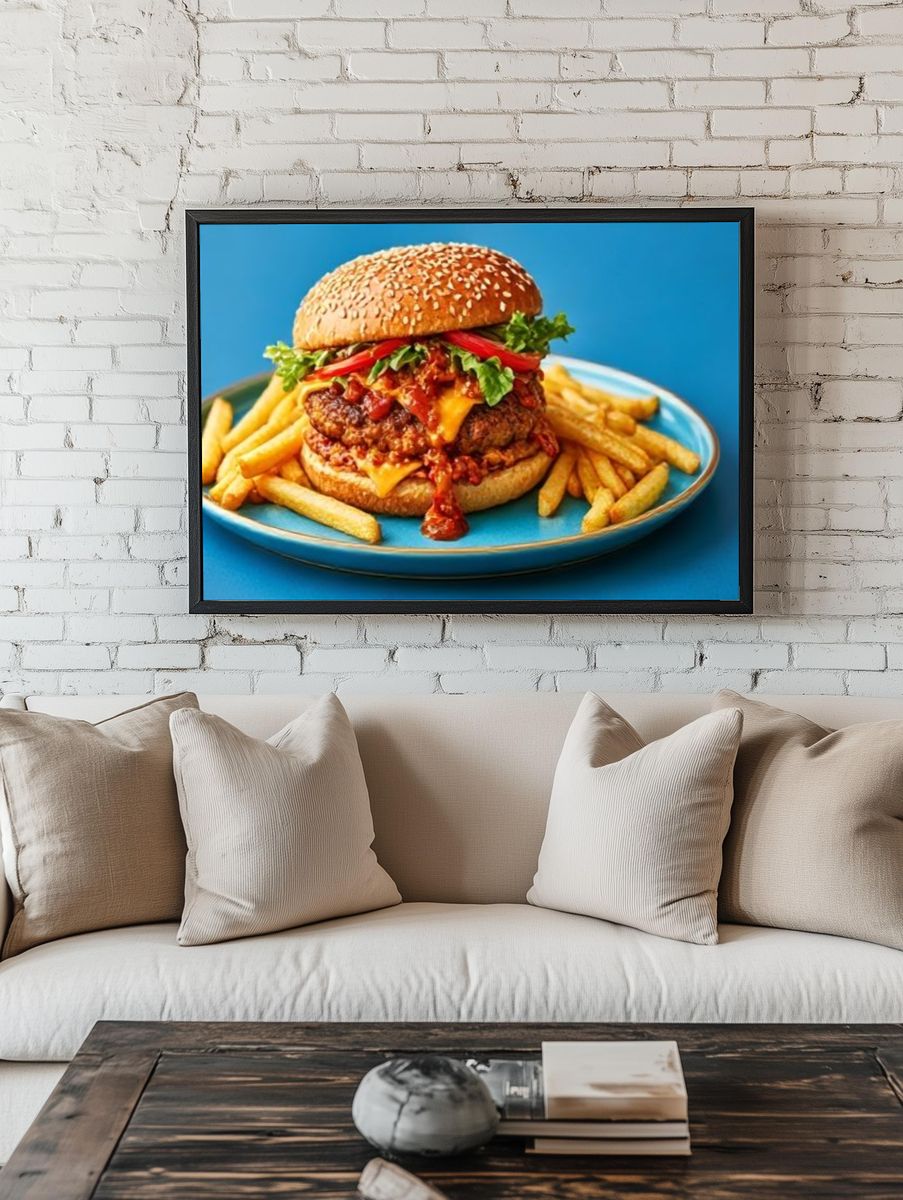 Cheeseburger and Fries Food-Drink Poster. room preview