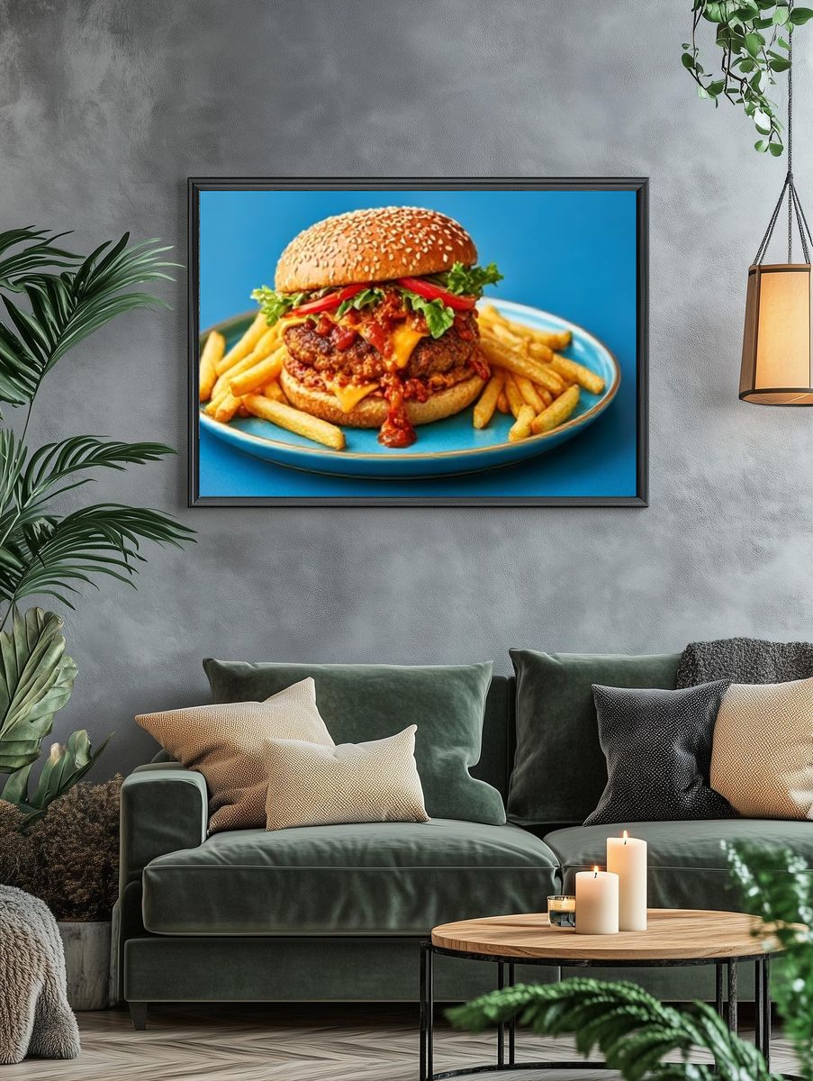 Cheeseburger and Fries Food-Drink Poster. — room view 4