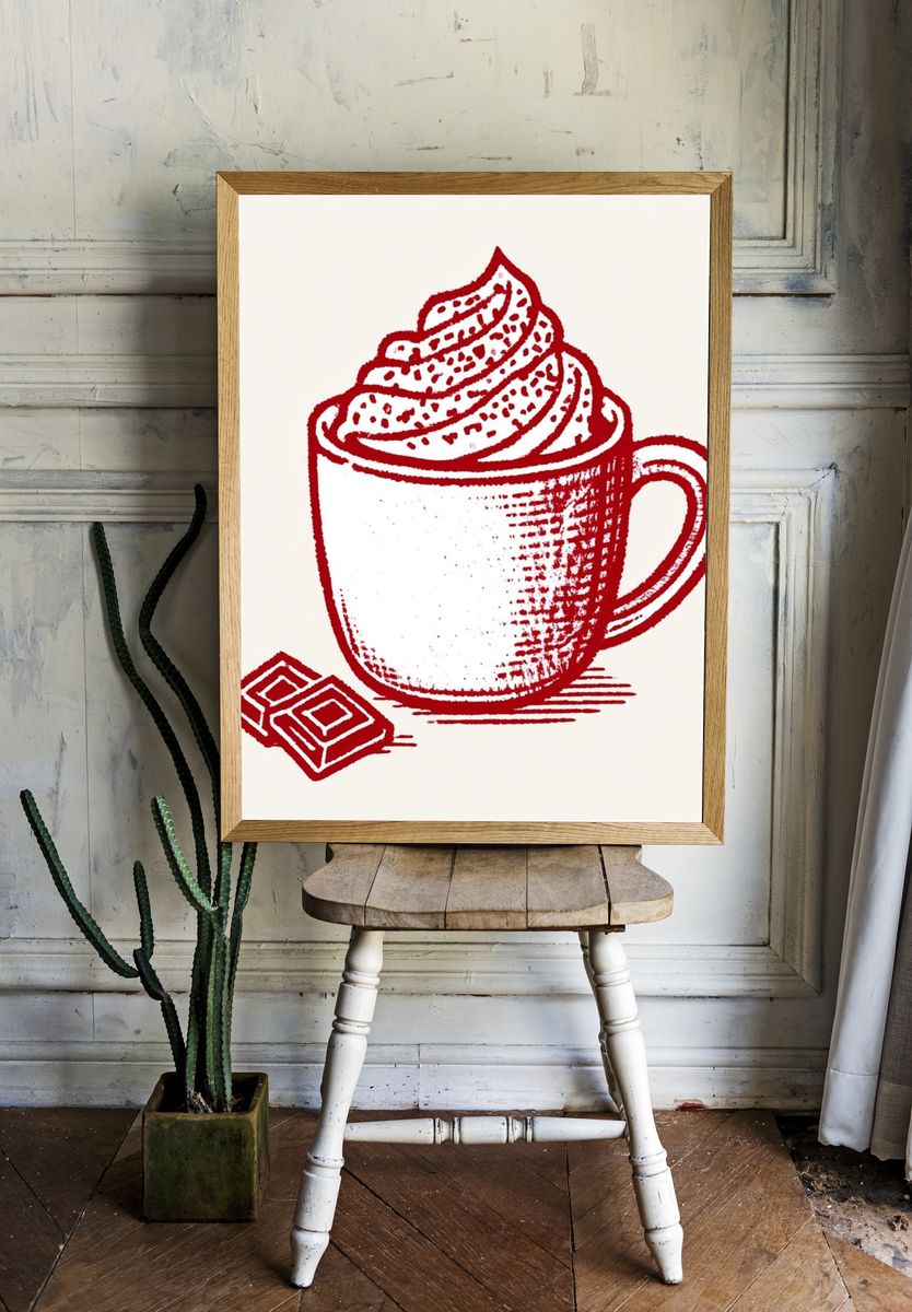 Hot Chocolate Mug Illustration Poster. room preview