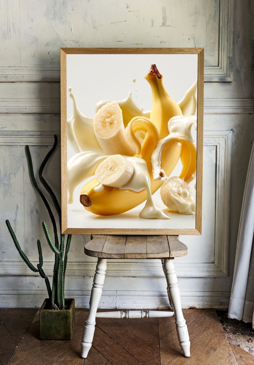 Banana Splash Still Life Print. — room view 1