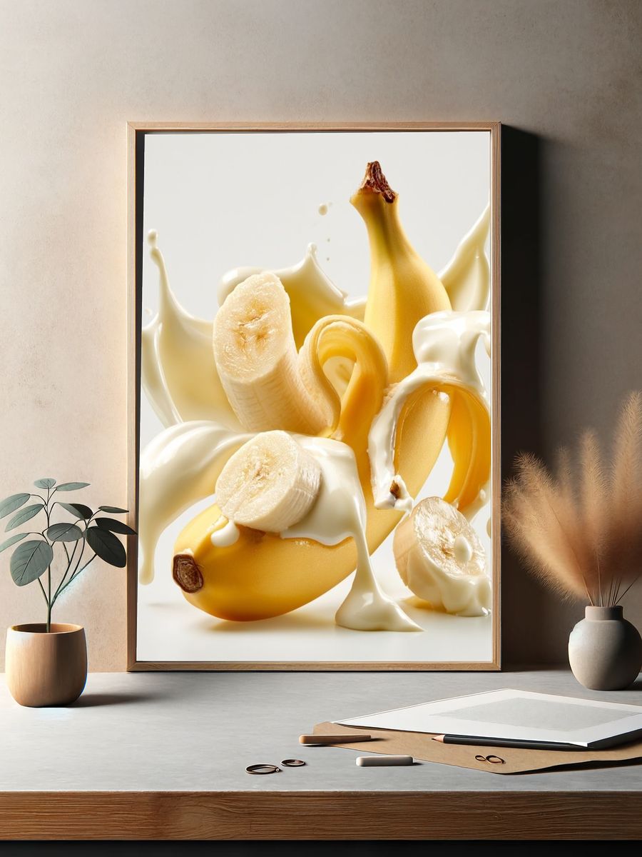 Banana Splash Still Life Print. — room view 2