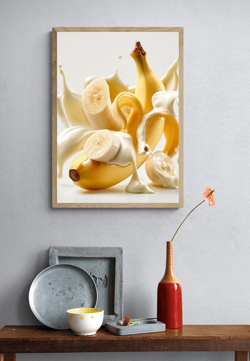 Banana Splash Still Life Print. — room view 3