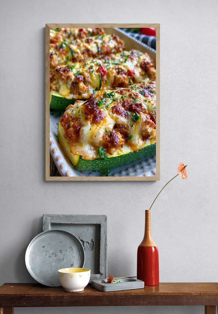 Stuffed Zucchini Bake Food Poster. — room view 3
