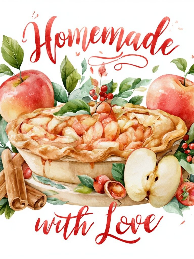 Homemade Apple Pie Typography Print. poster — food-drink art