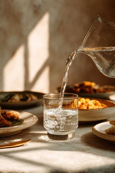 Sunlit Table Water Pour Poster.