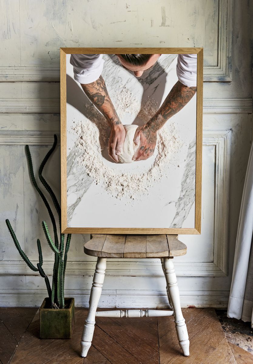 Artisan Bread Kneading Photography Poster. — room view 1