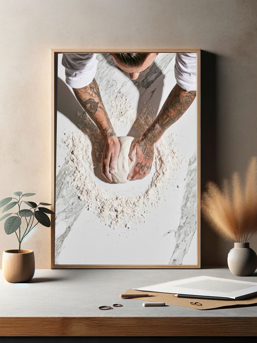 Artisan Bread Kneading Photography Poster. — room view 2