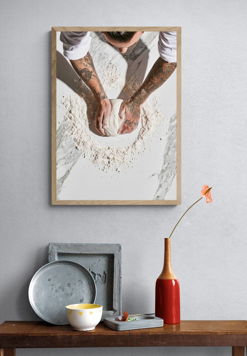 Artisan Bread Kneading Photography Poster. — room view 3