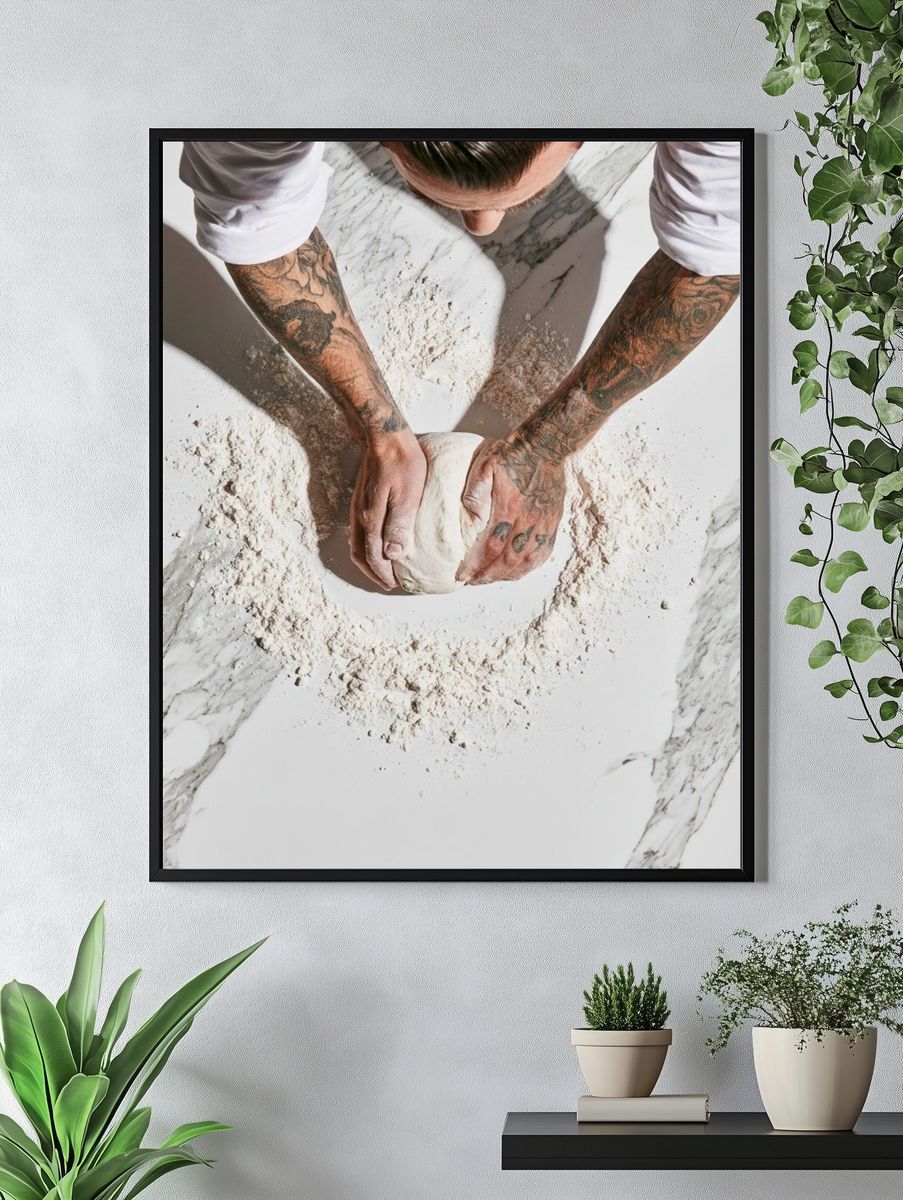 Artisan Bread Kneading Photography Poster. — room view 4