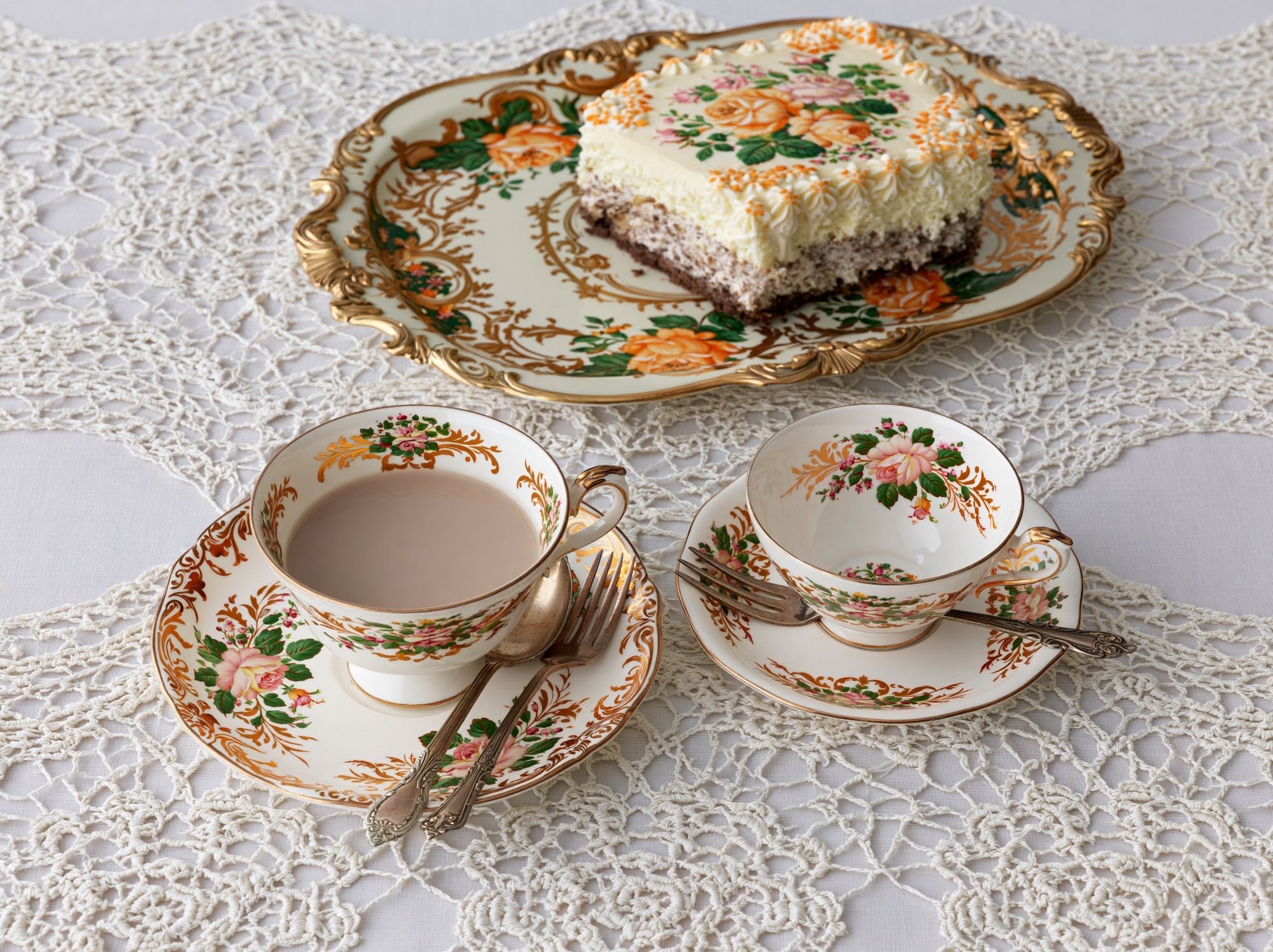 Vintage Tea Service Still Life Print. poster — food-drink art