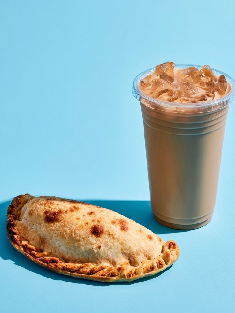 Iced Coffee and Empanada Poster. poster — food-drink art