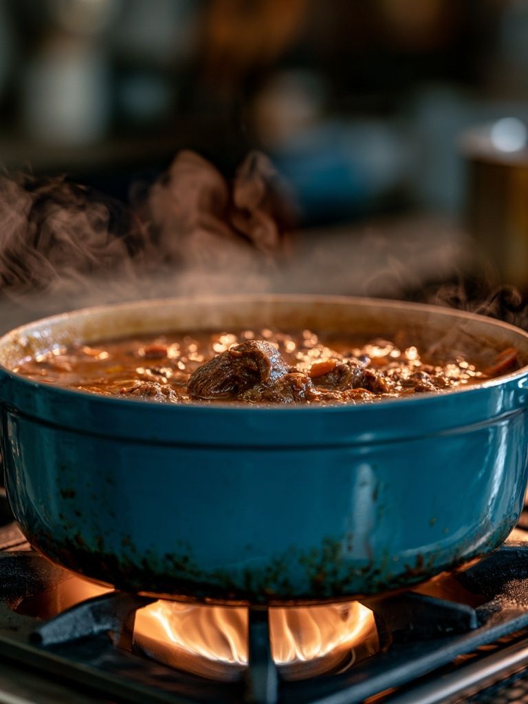 Steaming Dutch Oven Kitchen Photography Poster. poster detail