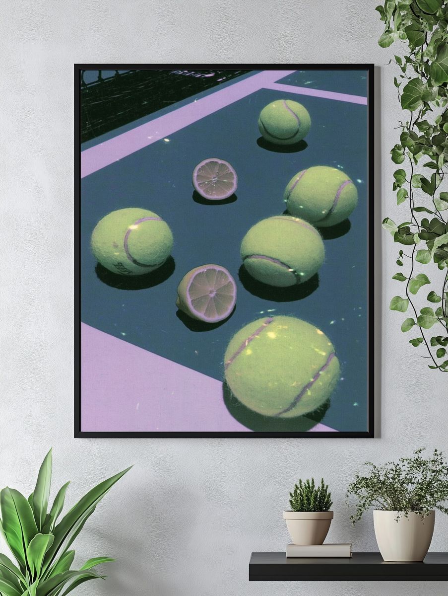 Tennis Balls and Lime Still Life Poster. — room view 4