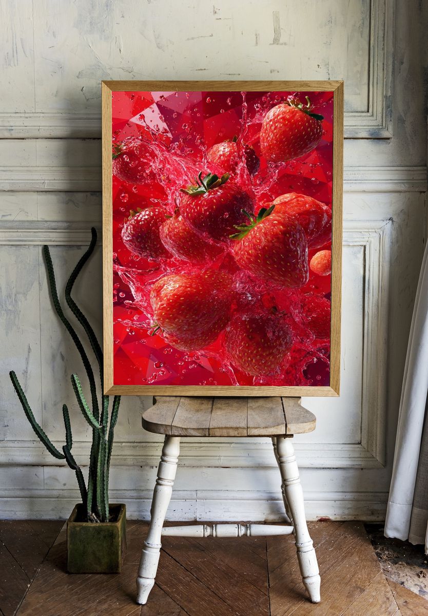 Strawberries Splash — Food Print. — room view 1