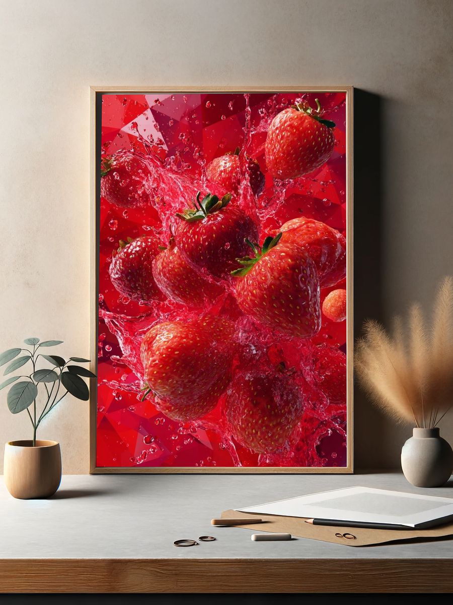 Strawberries Splash — Food Print. — room view 2