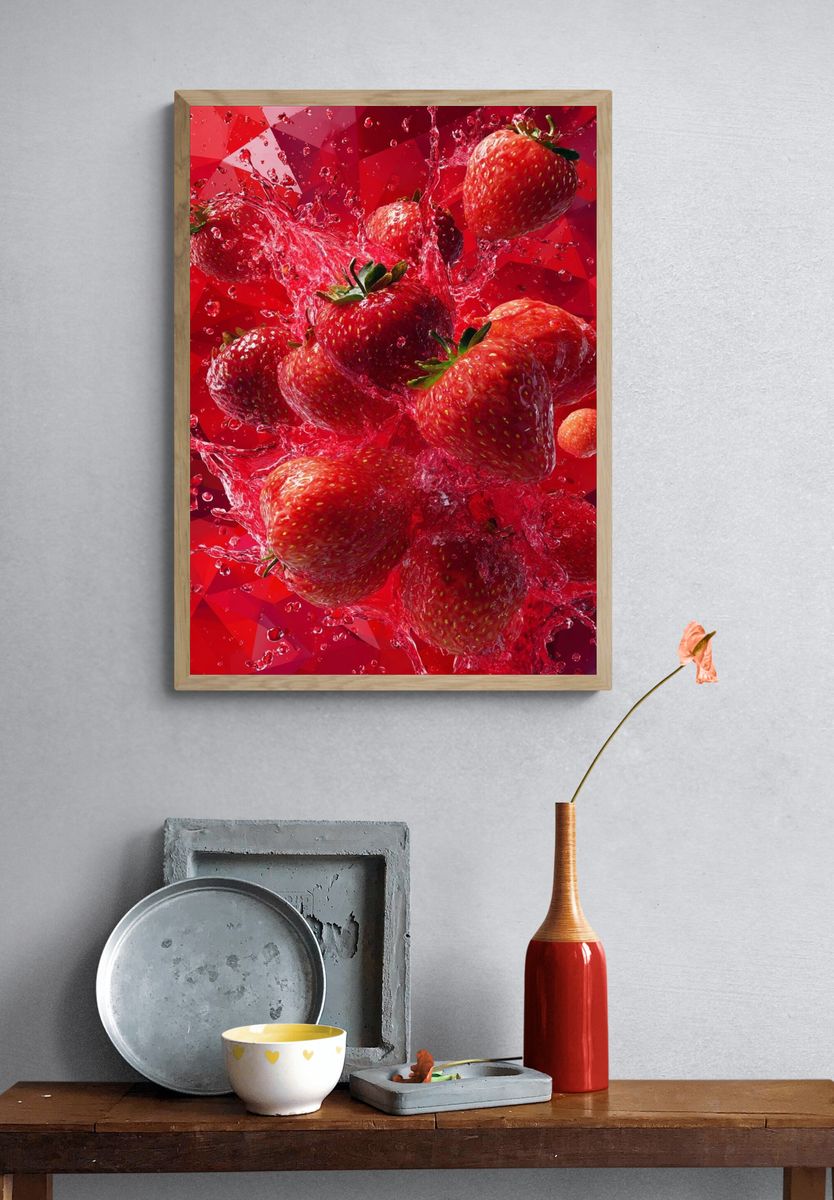 Strawberries Splash — Food Print. — room view 3