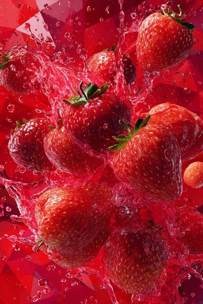 Strawberries Splash — Food Print. poster print