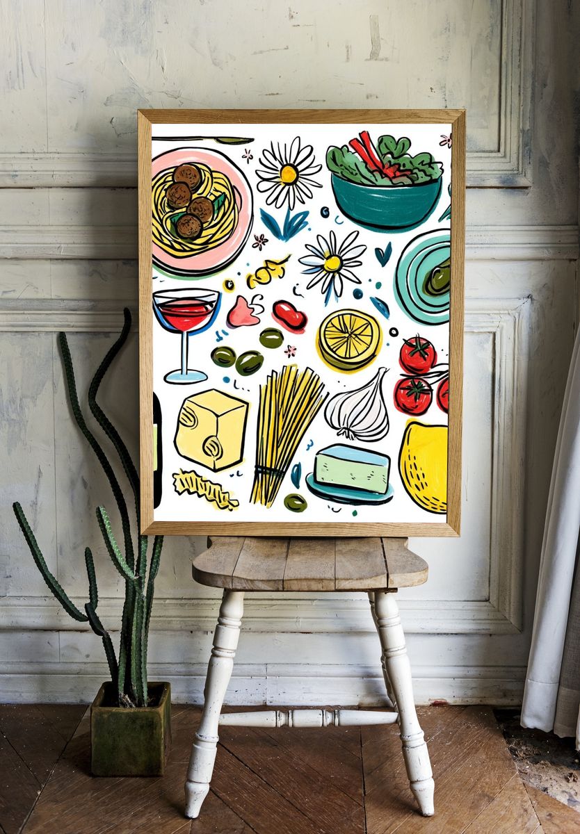 Italian Cuisine — Food Art Print. room preview