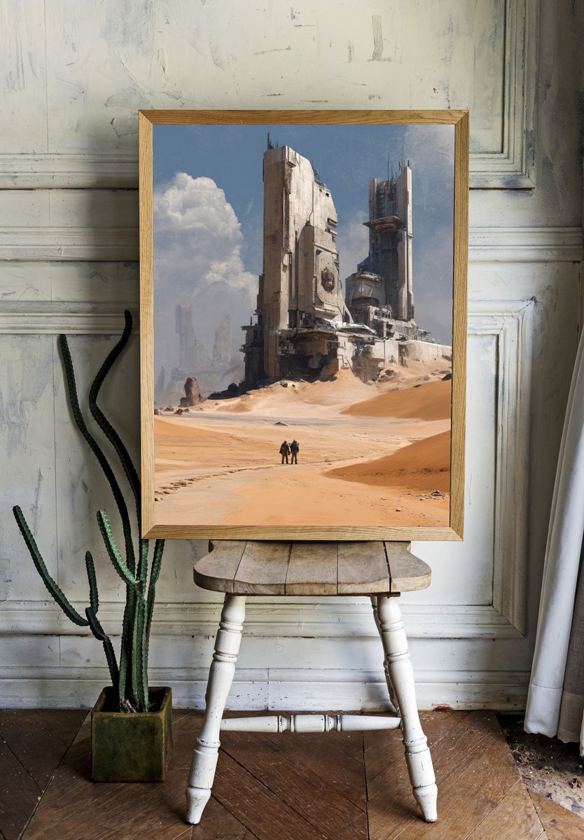 Futuristic Desert Landscape — Sci-Fi Print room preview