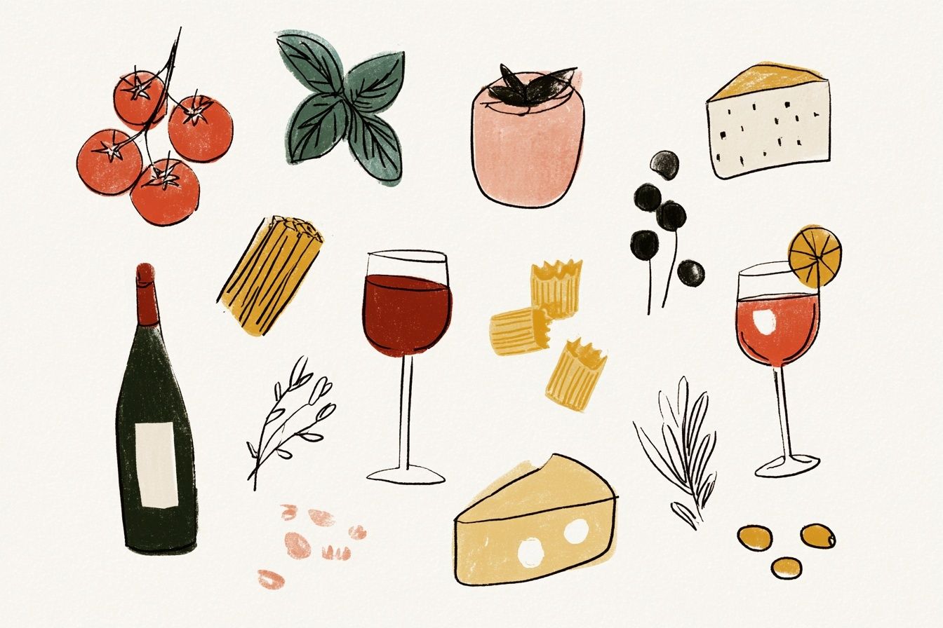 Italian Cuisine Illustration Poster. poster detail