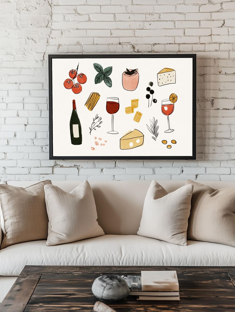 Italian Cuisine Illustration Poster room preview