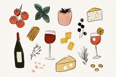Italian Cuisine Illustration Poster. poster print