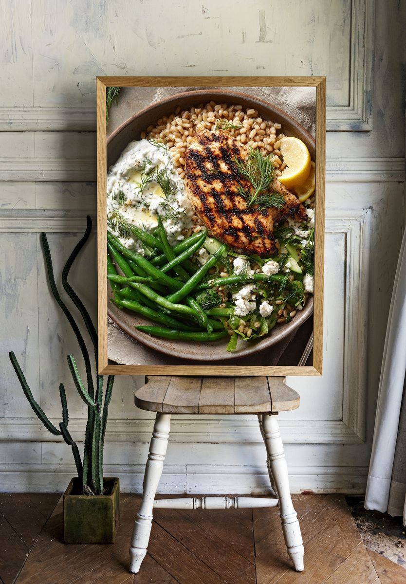 Grilled Chicken and Greens — Food Print. — room view 1