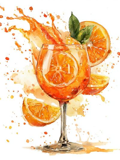 Refreshing Orange Cocktail — Watercolor Print. poster print
