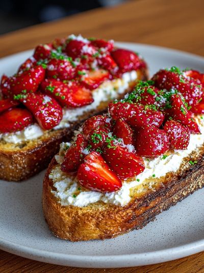 Strawberry Toast — Food Print. poster print