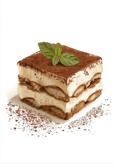 Tiramisu Dessert Illustration Poster. poster print