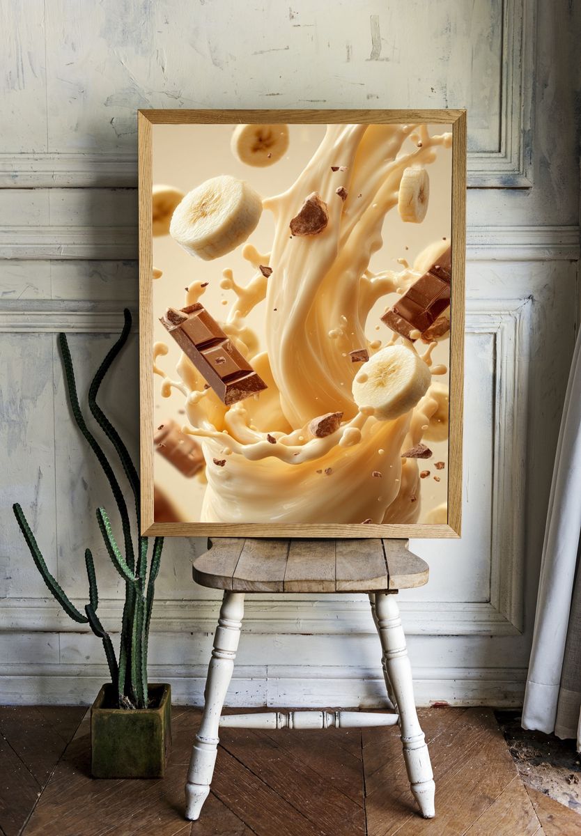 Banana and Chocolate Splash Poster. room preview