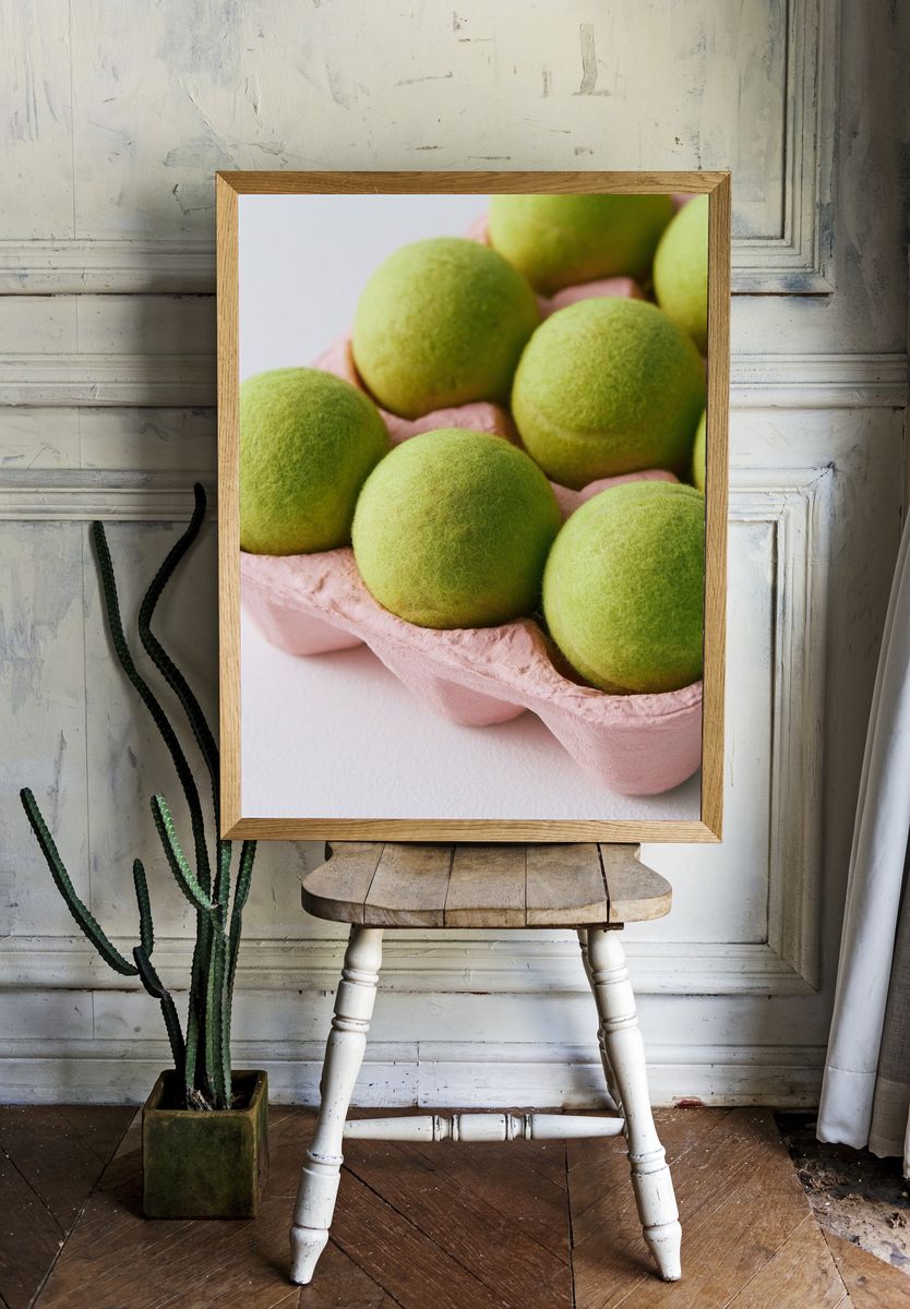 Green Felt Eggs Still Life Poster. — room view 1