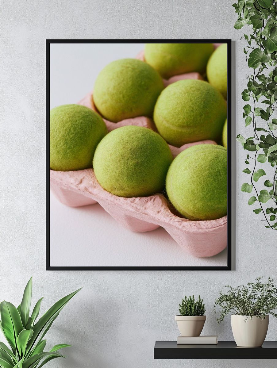 Green Felt Eggs Still Life Poster. — room view 4
