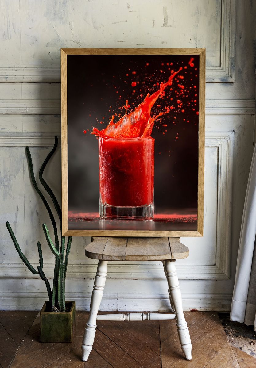 Red Splash Drink Photography Poster. — room view 1