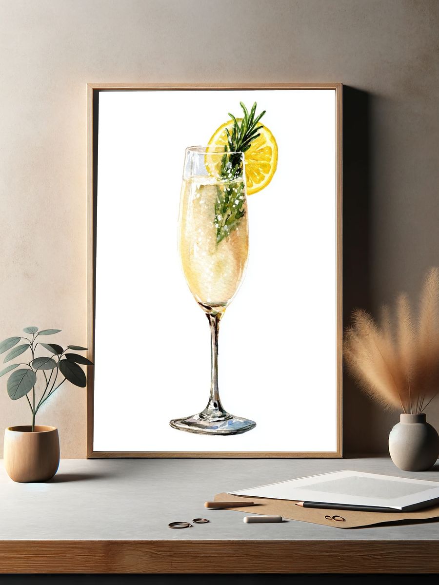 Sparkling Cocktail — Watercolor Print. — room view 2