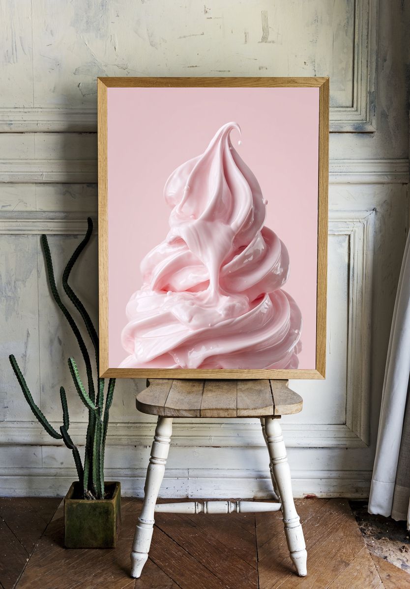 Pink Whipped Cream — Food Print room preview