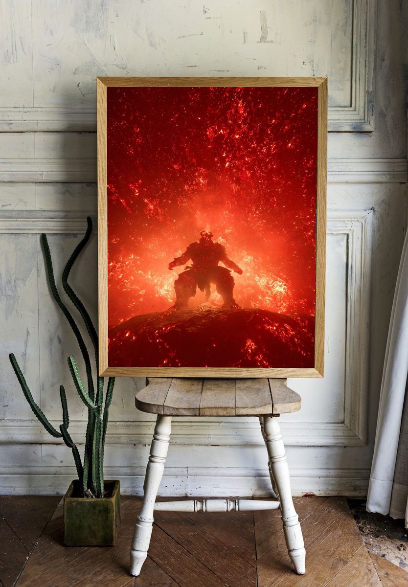 Fiery Demon — Fantasy Art Print. room preview
